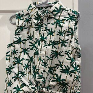 Crewcuts Palm Print Button Up Tank